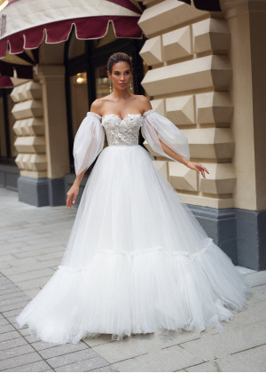 White Lace Tulle Corset Back Wedding Dress White Lace Tulle Corset Back Wedding Dress